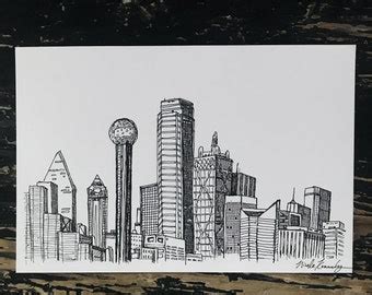 Dallas Skyline Drawing - Etsy