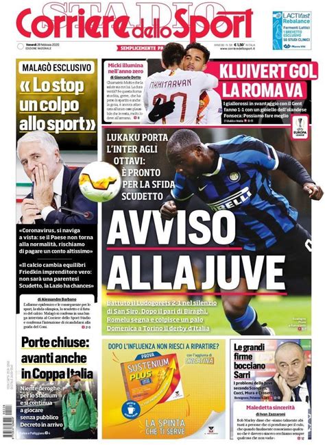 Capa Corriere dello Sport - 28 fevereiro 2020 - capasjornais.pt