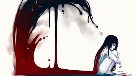 Download Sad Anime Girl Blood Aesthetic Wallpaper | Wallpapers.com