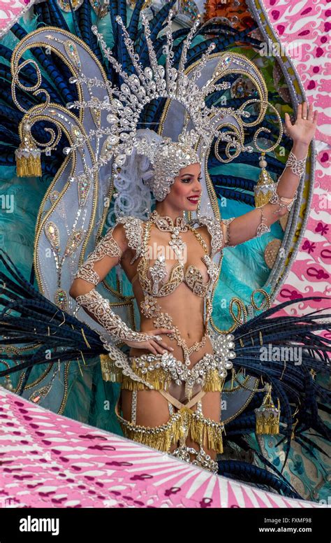 Carnival Queen on Richly Decorated Float, Carnival Parade, Santa Cruz, Tenerife Stock Photo - Alamy