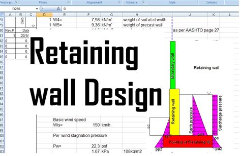 Reinforced concrete retaining wall design xls - Civil engineering program