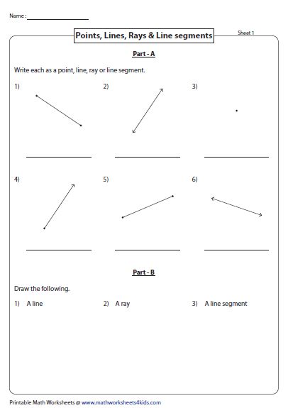 Lines Line Segments And Rays Worksheets