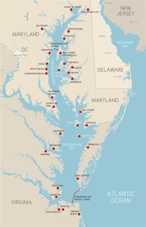 Chesapeake Bay map with places to visit. | LOVE MAPS !!! | Pinterest