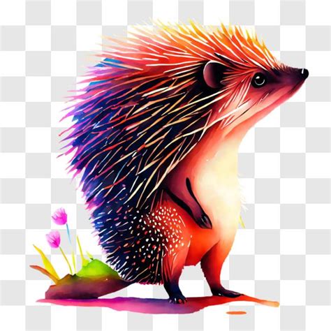 Download Cute Hedgehog with Multicolored Spikes PNG Online - Creative Fabrica