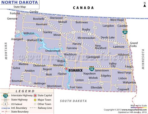 North Dakota State Highway Map - Printable Map