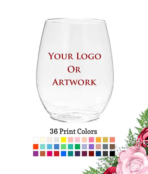 Personalized Plastic Wine Glasses Your Logo / Artwork - FREE Rush