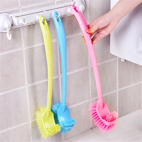 toilet cleaning brush 50CM Length Sided Curved handle toilet brush toilet cleaning brush back no ...