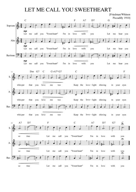 Let Me Call You Sweetheart (arr. Tom Potten) by Edgar Struble Sheet Music for SAB Choir at Sheet ...