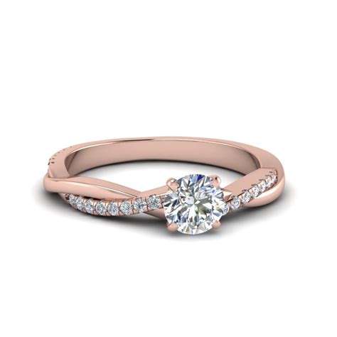 Round Twisted diamond Engagement Ring In 14K Rose Gold | Fascinating Diamonds