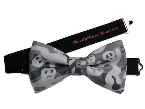 Jack Skellington Bow Tie- Halloween Bow Tie- Ghosts Bow Tie- Skulls- Pre Tied- Adjustable Strap ...