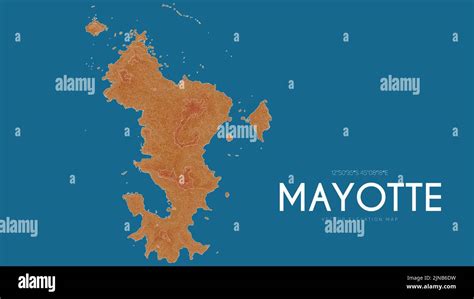 Topographic map of Mayotte, France. Vector detailed elevation map of island. Geographic elegant ...