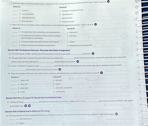 Match the region of the adrenal gland listed in column A with the corresponding hormones ...