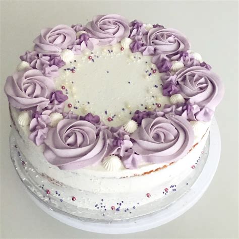 Rose / cream/ layer cake / purple cake / cake decorating | Purple cakes ...