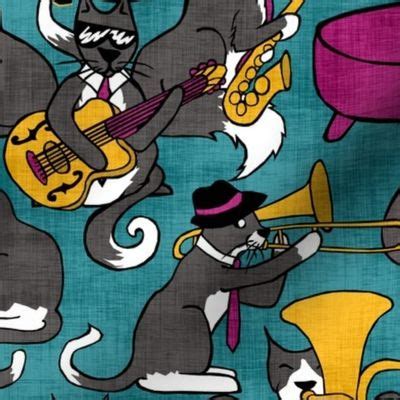 Tuxedo Cat Jazz Fabric | Spoonflower
