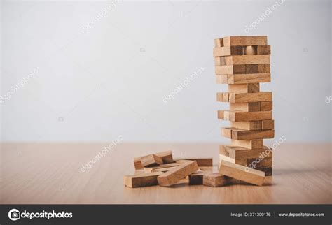 Game Drew Wooden Block Tower Concept Business Risks Business Requires Stock Photo by ...