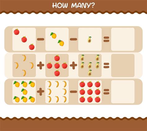 How many cartoon fruits. Counting game. Educational game for pre shool ...