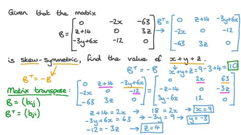 Question Video: Finding an Unknown Element of a Skew-Symmetric Matrix | Nagwa