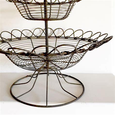 French Vintage Fruit Stand - Fruit Basket - French Wire Display stand ...