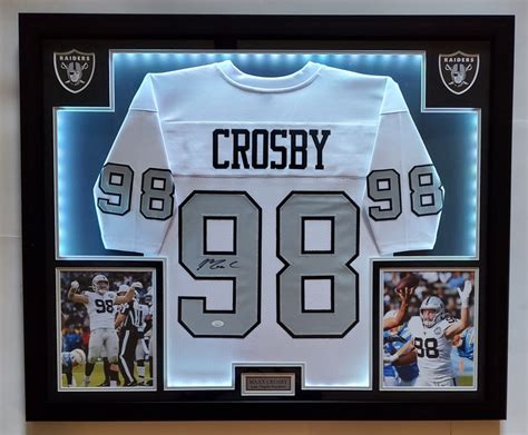 Maxx Crosby Signed 32x41 Custom Framed Jersey Display with LED Lights ...