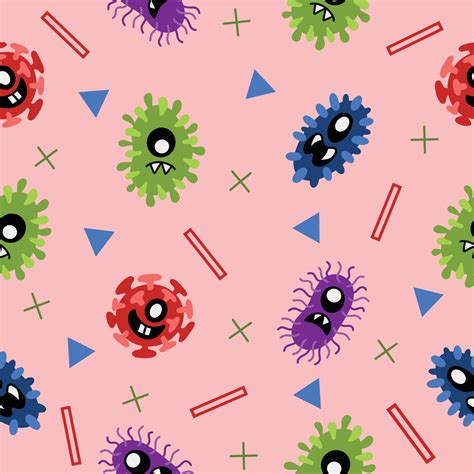 cute green blue and red bacteria seamless pattern wallpaper with design light pink. 7904366 ...