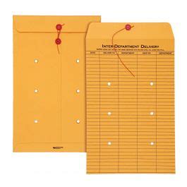 10 x 15 Inter-Departmental Envelopes with String & Button Closure for Interoffice Routing, 32 lb ...