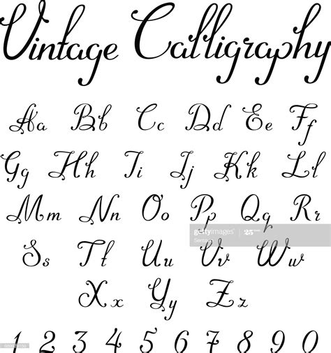 Stock-Illustration : Vintage kalligraphische Schrift Schriftart Linear ...