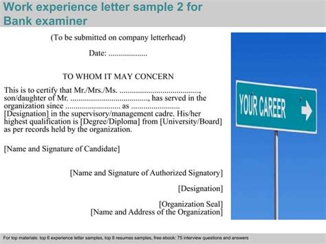 Bank examiner experience letter | PPT