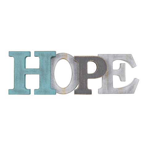 Buy Linfevisi Wooden Hope Sign Aqua Hanging Block Letters Sign Rustic Freestanding Wood Word ...