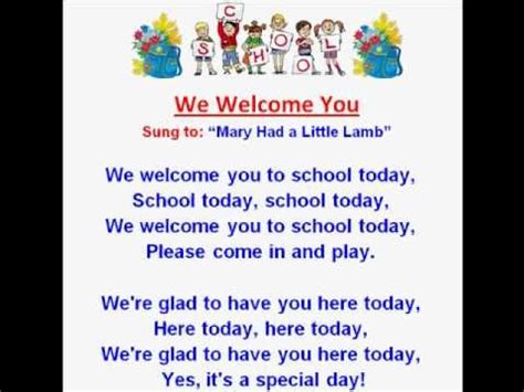 We Welcome You (Back to School Rhymes & Songs) - YouTube Sing: We Welcome You to Nursery ...