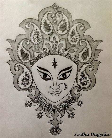 Swetha Arts : Goddess Durga Pencil Sketch