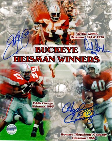 Autographed Ohio State Buckeye Signed Heisman Trophy Winners Photo