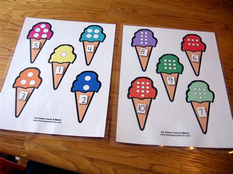 Free file folder game for preschoolers: Ice Cream Count & Match #1-10 ...