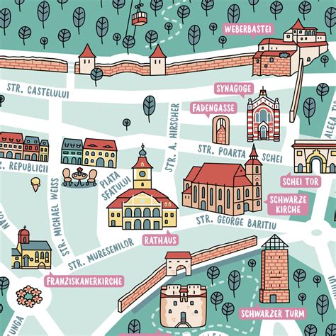 Illustrated map for Brasov / Romania | Domestika