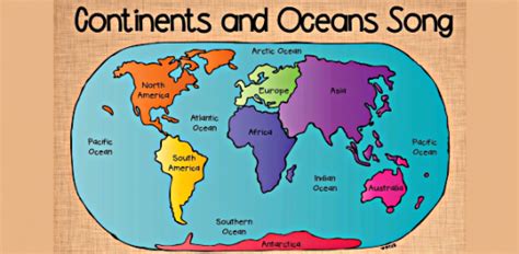 7 Continents And Oceans World Map Four