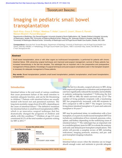 (PDF) Imaging in pediatric small bowel transplantation