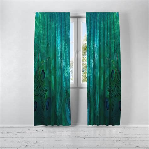 Soft Peacock Window Curtains | Etsy