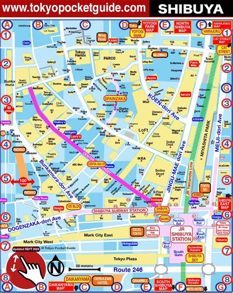 TOKYO POCKET GUIDE: Shibuya map in English for Restaurants and Eating Out