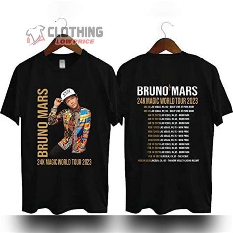 Bruno Mars Tour 2023 Merch Bruno Mars 24K Magic World Tour 2023 T-Shirt ...