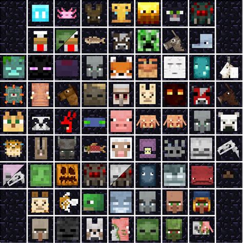 i'm making a mob zoo, so i made a chart that shows (almost) all passive ...