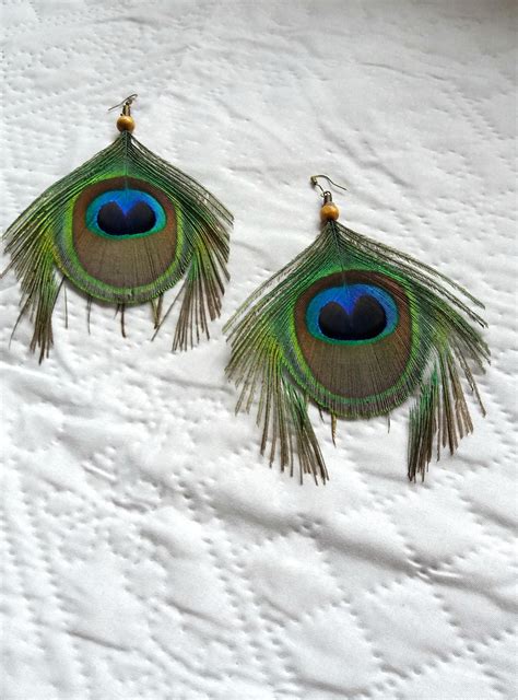 Peacock Earrings Natural Jewelry Gift for Her Woodland | Etsy