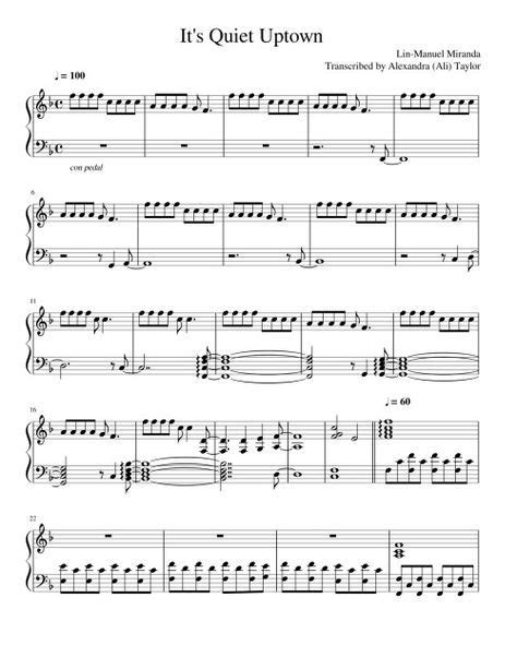 It’s Quiet Uptown - piano sheet music | Partituras, Música de piano, Musica partituras