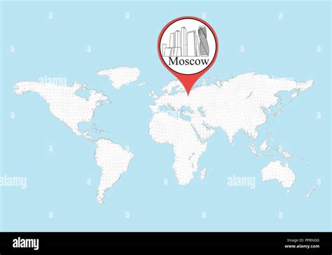 Moscow on the world map. The city of Moscow in the outlines is marked ...