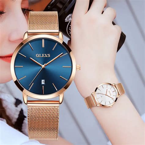 OLEVS Brand Woman Watch 2018 Luxury Women Watches Ladies Gold Steel ...