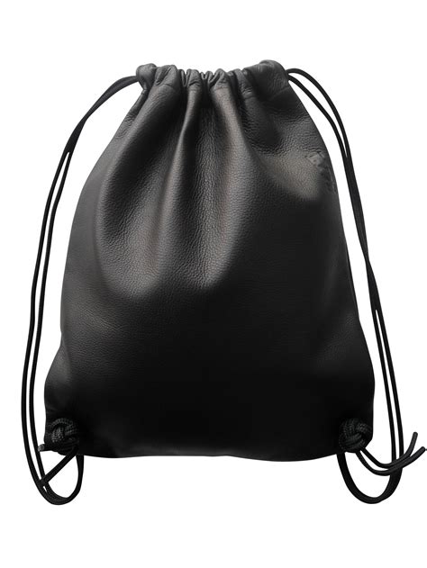 Oysterman drawstring bag in black - LYX leather