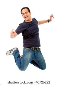 Excited Young Man Jumping Smiling Isolated Stock Photo 40726222 | Shutterstock