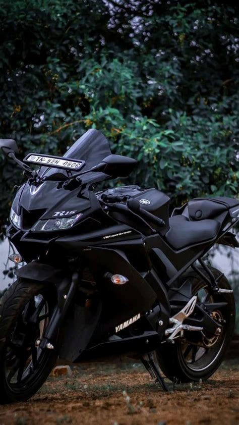 Yamaha R15, Matte Black, bike sidelook, parked bike, HD phone wallpaper | Peakpx