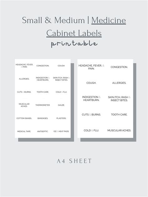 Medicine Cabinet Labels Minimalist Printable 7 Sheets, 80 Labels - Etsy