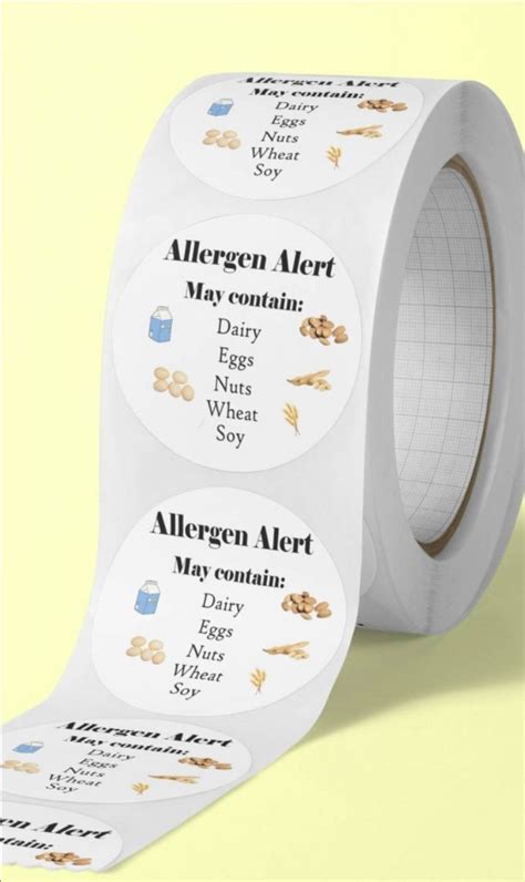 Allergen stickers. Food allergy labels