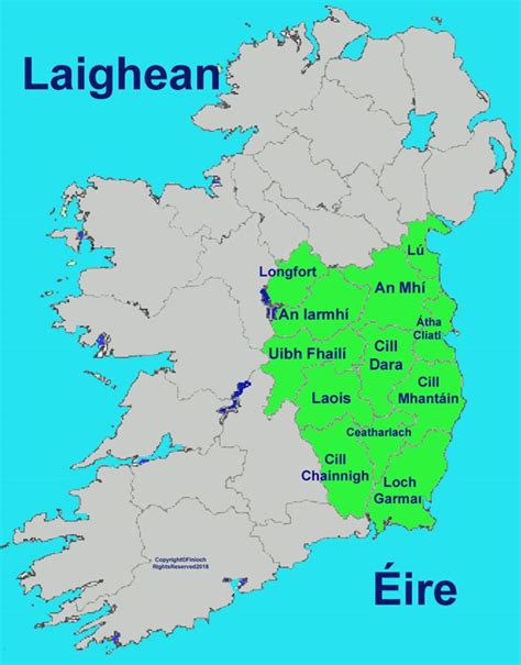 Map of Leinster province Ireland