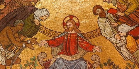 Mosaic of Jesus Christ on ceiling in church in Cambridge Petr Kratochvil no copyright ...